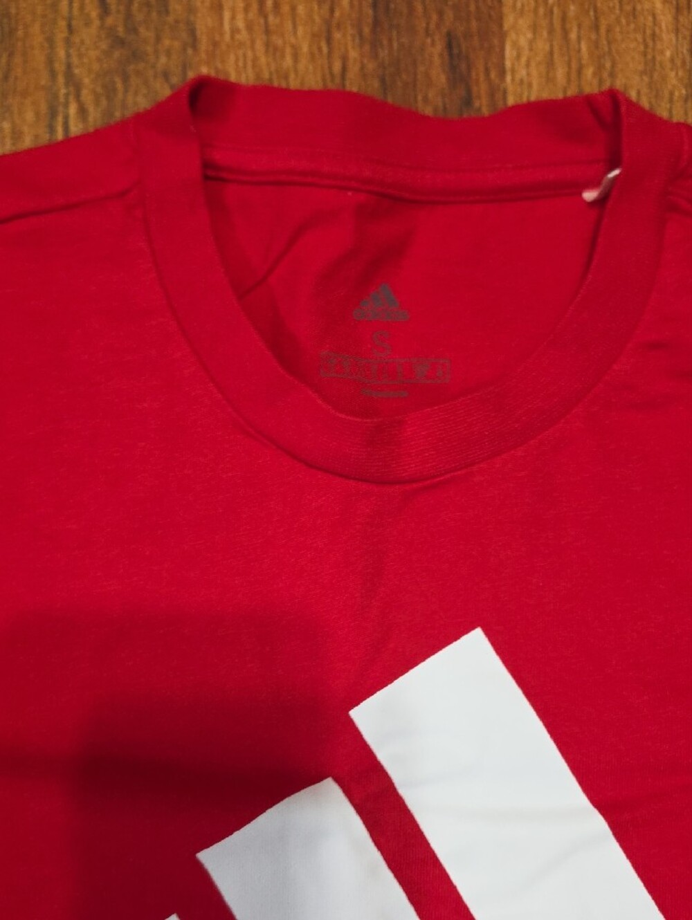 adidas Red Tee with White Trefoil-Style Logo - Picture 3 of 3